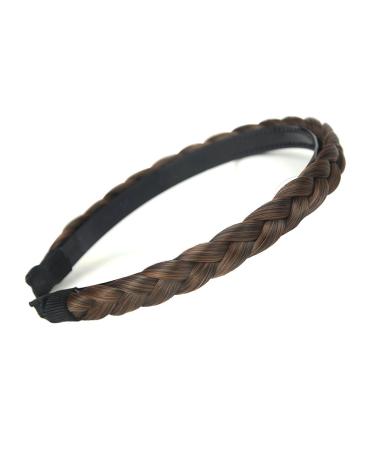 BOBIYA Plait Hair Headband Synthetic Hair Plaited Headband Braid Braided With Teeth Hair Band Accessories for Women Girl (Copper Brown)