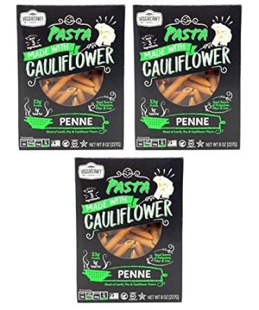 Veggiecraft Farms Penne Pasta Made With Lentil, Peas, & Cauliflower - Vegan Pasta, Gluten Free, Kosher, Vegan, Non-GMO Verified, Penne Pasta, Veggies In Every Bite, Only 3 Ingredients - 8 Oz, 3-Pack 8 Ounce (Pack of 3)