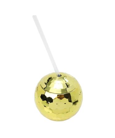 Disco Cups Disco Ball Cups with Lids Disco Ball Drinking Cup with Lid and Straw Cute Sparkly Glitter Cocktail Cup for Nightclub Bar Aelevate Gold