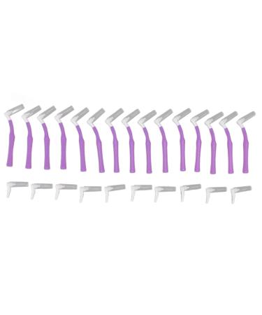 Toothbrush L-shape push-pull interental brush oral care tooth whitening toothpick orthodontic cleaning brush violet 25 pieces