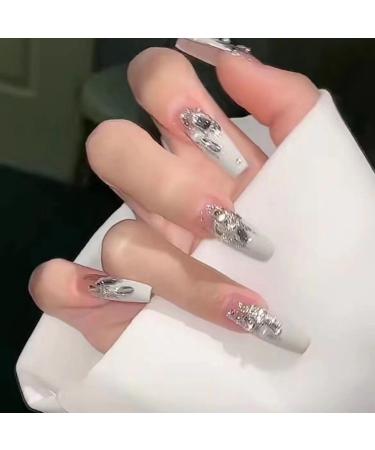 Temperament-enhancing manicure hand-made French-style nail polish clean and white hand-decorated detachable nail patch.(S)