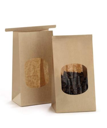 BagDream Bakery Bags with Window 50Pcs 3.54x2.36x6.7 Inches Small Paper Bags Tin Tie Tab Lock Bags Brown Window Bags, Coffee Bags, Cookie Bags, Treat Bags