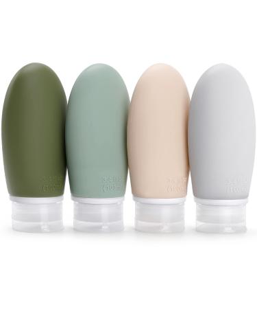 4 pieces 100ml silicone travel bottles set with labels opre leak-proof refillable empty. Routing size container travel bottles for filling cosmetics shampoo liquids bpa-free and tsa-tested gray white blue green - Buy Online on GoSupps.com