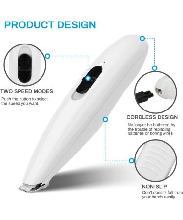 Dog Clippers Welltop Dog Grooming Clippers Low Noise USB Rechargeable Pet Hair Trimmer Cordless Clippers for Small Dogs Cats Pet Electric Clipper for Hair Around Face Eyes Ears Paws Rump (White) - Buy Online on GoSupps.com