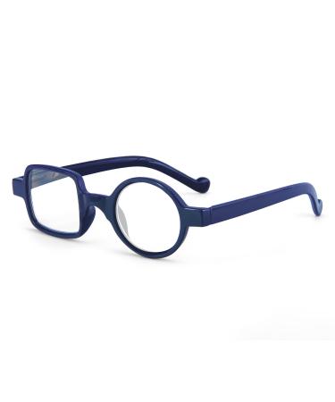 Kodilin round square reading glasses men reading glasses women anti-light blue for computers or gaming spring hinge reading glasses 1.0 1.5 2.0 2.5 3.0 3.5 (blue 1.5)