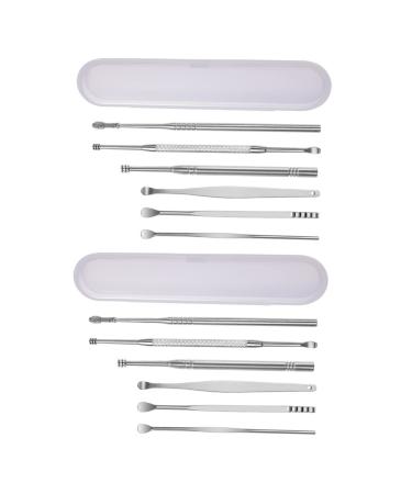 2 Set Ear Picking Tool Cleaning Tools Suit Tools for Ear Scoop Ear Wax Removal Tool Ear Scraper Ear Spoon Ear Wax Remover Ear Wax Spoon Child Double Head Stainless Steel Silver 11.7X1X1cm