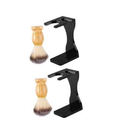 Doitool 2 sets of shaving set jack men's suit black razor brush for men facial salon brush suits for men razor beard brush third man wood desk