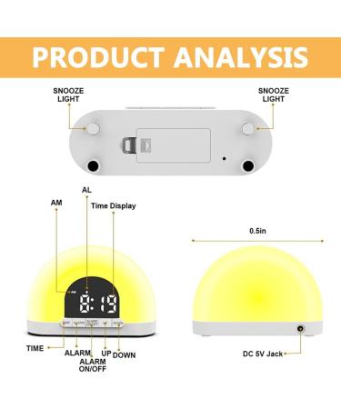 Buy Hovceh 2-in-1 Daylight Alarm Clock & Smart Wake-Up Light - Sunrise Alarm for Better Sleep | International Shipping Available - Buy Online on GoSupps.com