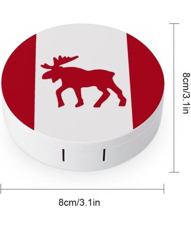 Moose Emblem On Canadian Flag Round Case For Contact Lens Kit Storage Box with Mirror Printed - Buy Online on GoSupps.com