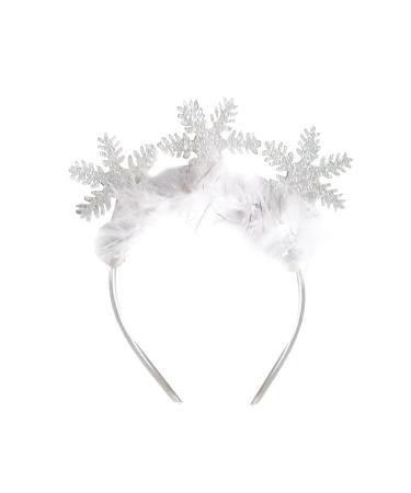RmKbe Snowflake Headbands Christmas Hair Hoops Christmas Feather Snowflake Head Boppers Christmas Fancy Dress Accessory for Women