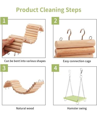 Rat Ladder Bridge Wooden Hamster Climbing Ladder and Swing Small Animal Bendable Fence Climbing Stair Toy Cage Accessories for Bird Parrot Hamsters Chipmunks - Buy Online on GoSupps.com