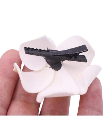 12Pcs White Hawaiian Plumeria Flower Hair Clip Set - Foam Hair Pins for Beach Wedding Party (2.4 Inch) - Buy Online on GoSupps.com
