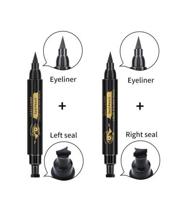 Go Ho Black Waterproof Wing Stamp Eyeliner 2 PCS - Cat Eye Winged Eyeliner Stamp for Left & Right Wing - Smudge-proof & Long-Lasting - 10MM Super Slim Felt Tip - Buy Online on GoSupps.com