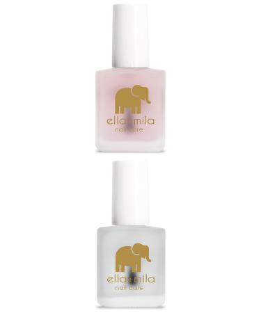 ella+mila "First Aid Kiss" Nail Strengthener & "In a Rush" Quick Dry Top Coat - Polish Bundle Pack