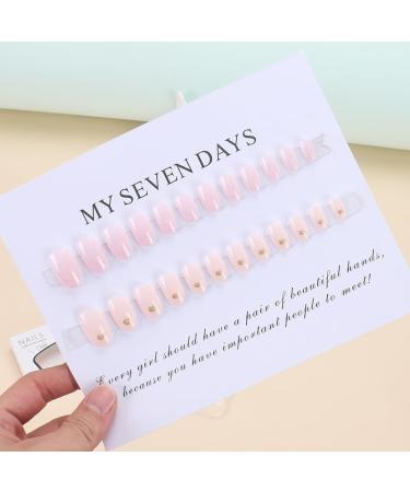 24Pcs/Set Press On Nails Naked Wearing Nail Powder Moisturizing Lotus Medium Long Oval False Nails Fake Nails Full Cover Nails Tips Artificial Finger Manicure Press on nails for Women and Girls - Buy Online on GoSupps.com