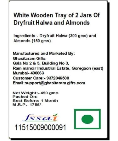 Ghasitaram Gifts Rakhi Gifts for Brothers White Wooden Tray of 2 Jars of Dryfruit Halwa and Almonds with 2 Green Beads Rakhis Tray of 2 Jars Dryfruit Halwa Almonds with 2 Rakhi - Buy Online on GoSupps.com