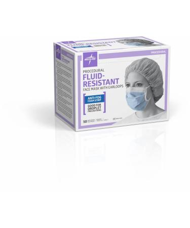 Buy Medline NON27408ELZ ASTM Level 1 Procedure Face Mask - Anti-Fog Strip & Ear Loops | Blue - International Shipping Available - Buy Online on GoSupps.com