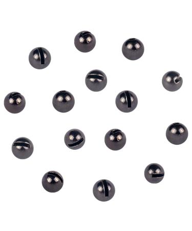 MUUNN 150pcs Tungsten Slotted Beads,12 Colors/13 Sizes Tungsten Beads Heads Slotted Fly Tying Materials Black Nickel 4.0mm