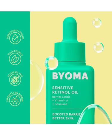 BYOMA Sensitive Retinol Oil - Face Treatment with Squalane & Vitamin A - Ideal for Sensitive Skin - Barrier Repair - 1.01 Fl. Oz - Buy Online on GoSupps.com
