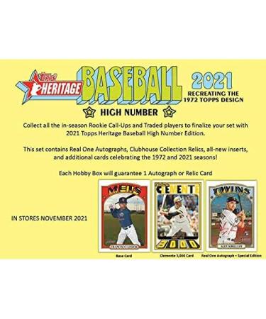 2021 Topps Heritage High Number Baseball Hobby Box - 24 Packs, 1 Auto/Relic Card Included - Buy Online on GoSupps.com
