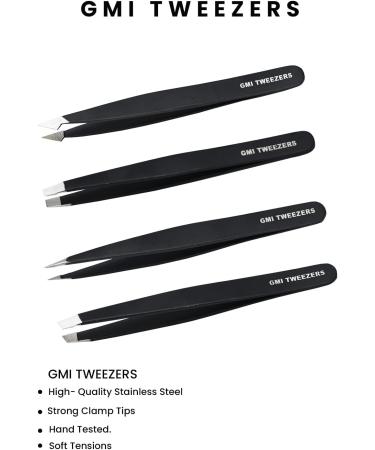 Set of 4 Professional Stainless Steel Eyebrow Tweezers for Facial Hair Removal - For Women and Men - Eyebrow Trimming and Precision Plucking - Buy Online on GoSupps.com