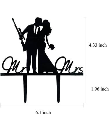 Mr and Mrs Wedding Cake Topper - Groom & Bride With Heavy Gun and Holding Flowers - Funny Gun Theme Wedding/Anniversary/Bridal Shower Cake Topper Funny Wedding Cake Topper (Heavy Gun) - Buy Online on GoSupps.com