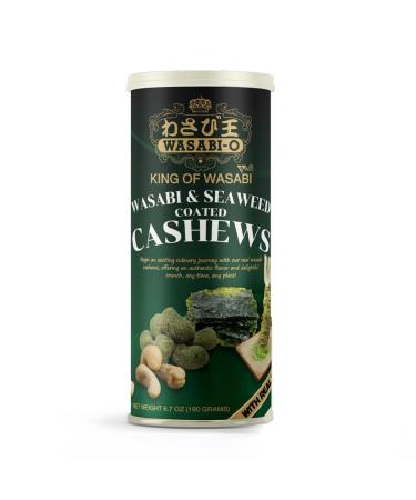 WASABI-O Seaweed & Real Wasabi Coated Cashews 6.7 Oz Exquisite Crunch Gourmet Full-Bodied Cashew Snack