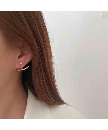 Shop Boho Crystal Bar Ear Climber Earrings | Silver Rhinestone Ear Jackets for Women & Girls - Buy Online on GoSupps.com