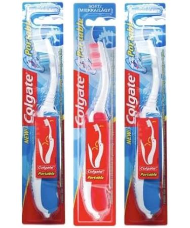 3-Pack Colgate Portable Folding Soft Toothbrushes & 50-Pack Dental Floss Sticks - Travel Essential Set - Buy Online on GoSupps.com