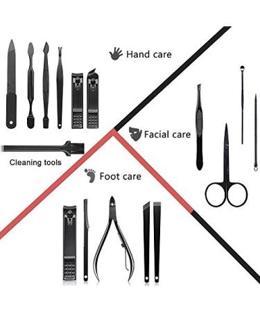 Mifine 16 in 1 Stainless Steel Manicure Pedicure Set with Leather Case - Professional Nail Clippers and Grooming Kit in Red - Buy Online on GoSupps.com