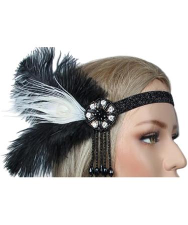 Feather Headband Lady Head-Chain Handmade Hair Headwear for Women Party Headpiece Roaring 1920s Art - Buy Online on GoSupps.com