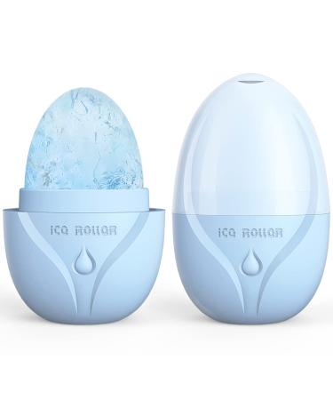Rupifow Ice Roller for Face Eyes and Neck  Ice Face Roller  Reusable Silicone Ice Mold  Brighten Skin  Shrink Pores  Skin Roller  Ice Globes  Face Roller Skin Care  Gua Sha&Face Massager (Blue)