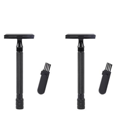 Ficher 2X Double Edge Safety Razor Long Handle Classic Shaver Manual Razor Holder Black