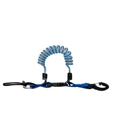 Phantom Aquatics Quick Release Coil Lanyard with Clip and SS Split Ring Blue