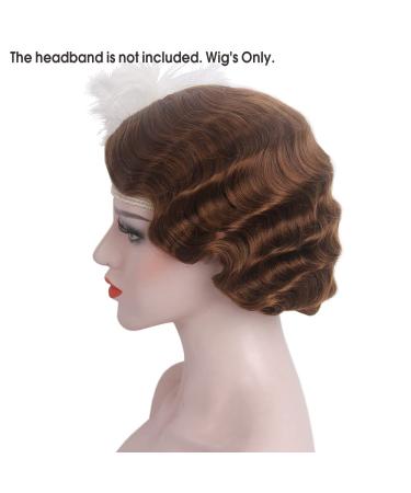 Buy Reeves 1920s Short Wig - Vintage Finger Wave Ash Brown - Loose Synthetic Cosplay & Flapper Costume Wig for Women - Buy Online on GoSupps.com