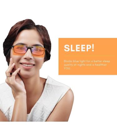 Buy Vyzia Clip-On Blue Light Blocking Glasses | Fits Over Prescription Glasses | Reduces Eye Strain & Induces Sleep | Orange Lenses for Better Sleep - Buy Online on GoSupps.com