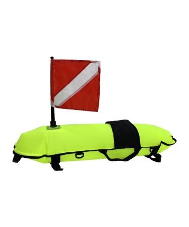 NC Torpedo Buoy Float for Scuba Diving, Spearfishing, Freediving, Snorkeling and Swimming with Dive Flag Neon Yellow