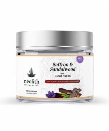Neolith Saffron Sandalwood Night Cream | 98% Organic | Night moisturizer Anti Aging night cream Night cream for glowing skin | No Silicon No Mineral oil No Paraben No Synthetics