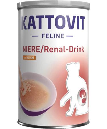 Kattovit Niere/Renal-Drink Chicken | Pack of 3 | 3 x 135 ML | Complementary food for adult cats | Meat pieces with chicken | to support kidney function - Buy Online on GoSupps.com