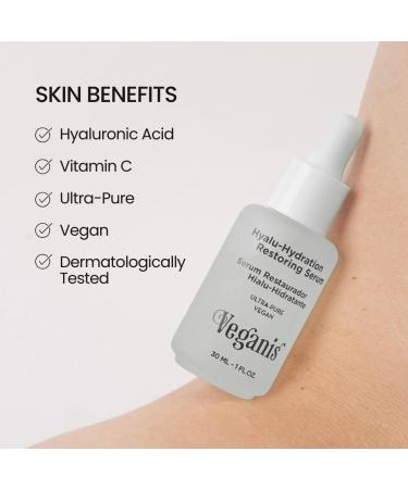 VEGANIS Hyalu-Hydration Restoring Serum Hyaluronic Acid Ceramides & Chamomile Deep Hydration Face Serum for Plumper Smoother Skin Helps Improve Elasticity & Radiance Vegan Formula - Buy Online on GoSupps.com