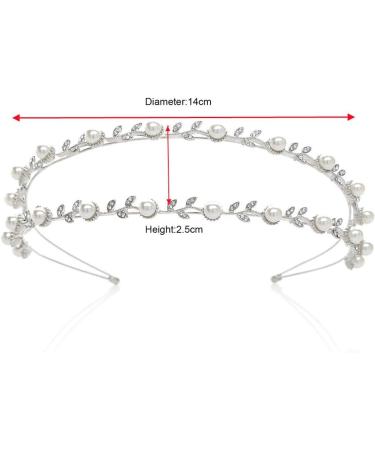 Double-layer Pearl Rhinestone Headband Bridal Wedding Metal Hair Band Shiny Rhinestone Hair Hoop Decorative Headpiece Hair Accessories Ornaments for Women Girls (Silver) - Buy Online on GoSupps.com