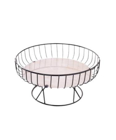 Fruit Basket Fruit Bowl Hollow Design Metal Fruit Bowl Fruit Plate with Marblel Battom and Foot Base Decorative Fruit Basket Kitchen Organizers and Storage (Color : A Size : 27 * 14cm)