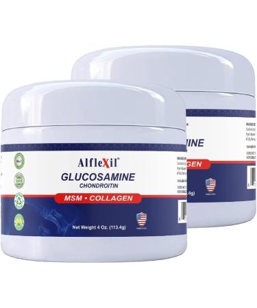 ALFLEXIL Glucosamine Plus Chondroitin Cream with MSM & Collagen Supports Healthy Joints Joint & Muscle Pain Relief Improves Mobility Fast Absorption and Moisturizes Skin 4 Oz. - 2 pack