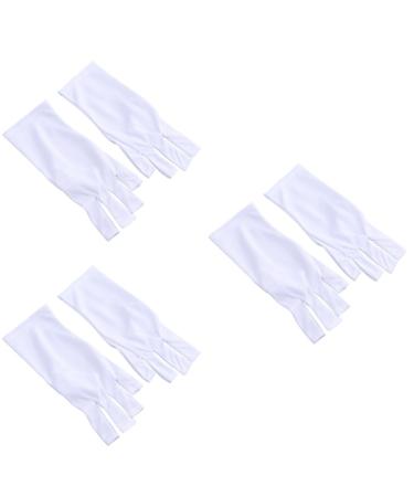 MAGICLULU 3 Pairs Half-Finger Gloves Manicure Glove Cotton Glove Nail Anti Uv Glove Silicone Ear Display Chinese Wooden Pillow Uv Shield Glove Anti-uv White