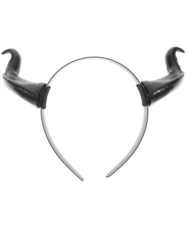 Lurrose Black Devil Horn Headband Demon Horns Headband Black Horn Headpiece Black Horns Accessory Halloween Costume for Party Halloween Cosplay