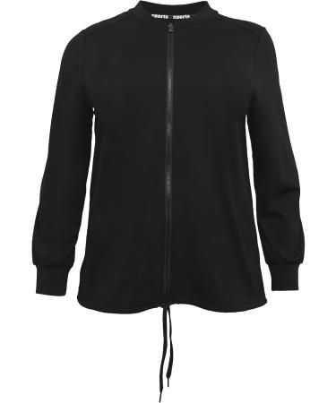Sheego Ladies Large Size Sweat Jacket | Breathable Stretch Fitness Jacket in Black (Size 52-54) - Buy Online on GoSupps.com