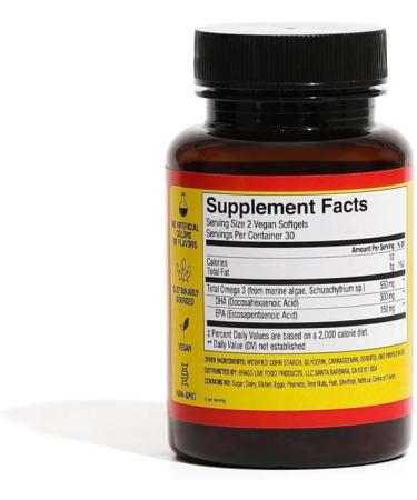 Bragg Vegan Omega 3 Supplement - Sustainably Sourced Algae for Brain Eye & Heart Health - Non-GMO EPA & DHA - 60 Softgels - Buy Online on GoSupps.com