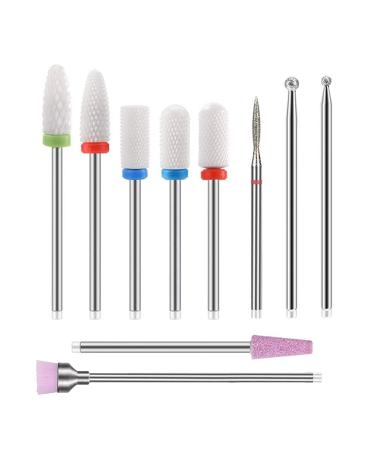 10 Pieces Nail Drill Bits Sets Tungsten Carbide Nail Drill Manicure Pedicure Bits Electric Nail Files Bits for Polishing Removing Nail Glue Professional Nail Household