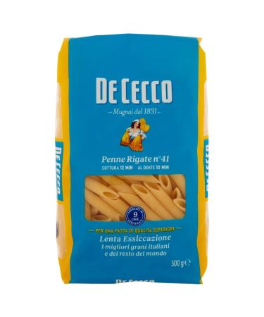 Italian Gourmet E.R. Pack of 10 De Cecco 100% Italian pasta Penne rigate No. 41 500g + Italian Gourmet Polpa 400g