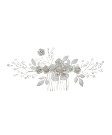 FRCOLOR Flower Comb Crystal Bridal Rhinestone Decor Bridal Hair Accessory Wedding Hair Comb Headpiece for Bride White Decor Hair Jewelry Rhinestone Accessories Bridesmaid Elegant